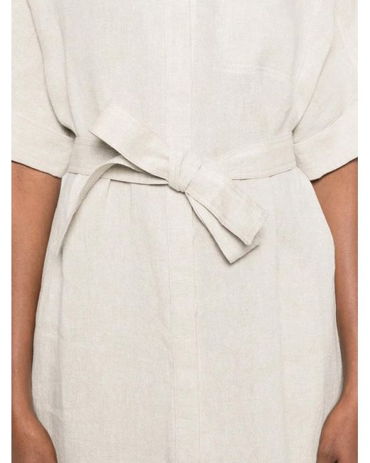 Panicale White Belted Shirt Midi Dress