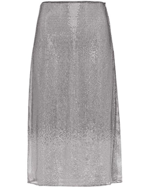 Falda midi con apliques de strass Prada de color Gray