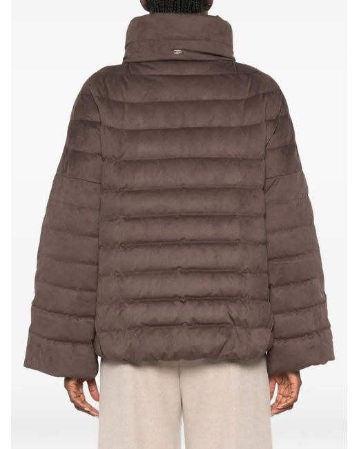 Herno Brown Quilted Suede-Effect Jacket