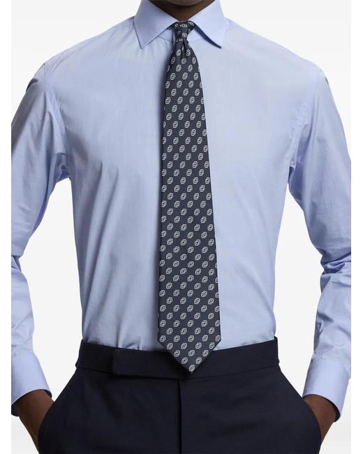 Ralph Lauren Blue Linked-Cubes Silk-Twill Tie for men