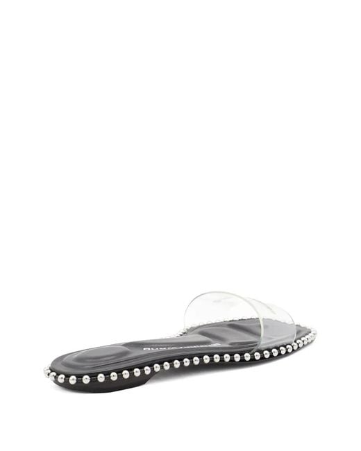 Alexander Wang White Beaded Clear-Strap Flats