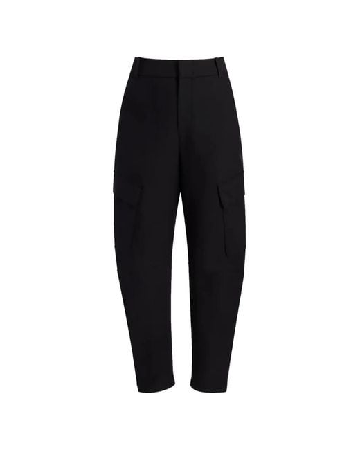 Another Tomorrow Black Curved Cargo Pants