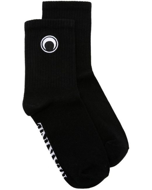 MARINE SERRE Black Crescent Moon Cotton-blend Ankle Socks