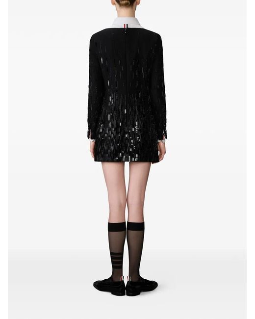 Thom Browne Black Sequinned Mini Dress