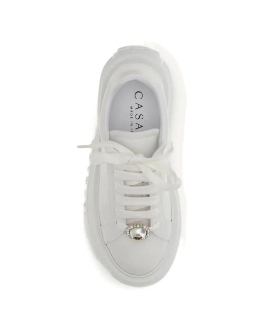 Casadei White Jewel Platform Nexus Trainers