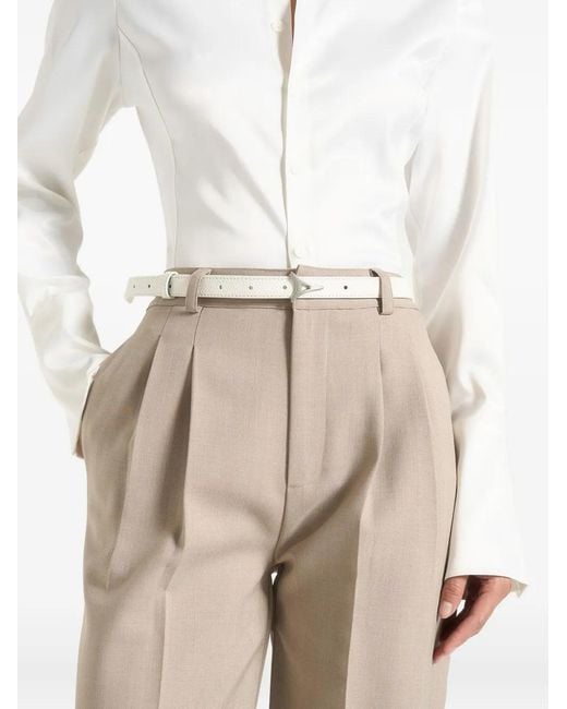 Manière De Voir White Leonie Eiffel Slim Leather Belt