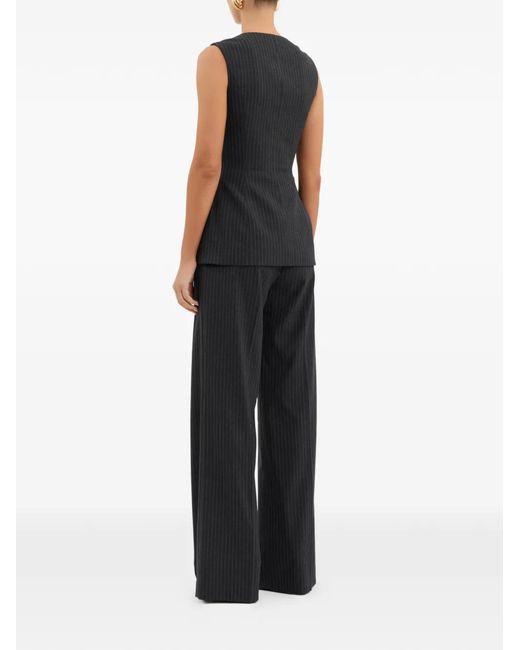 Rebecca Vallance Black Harri Pinstripe Button-Up Top