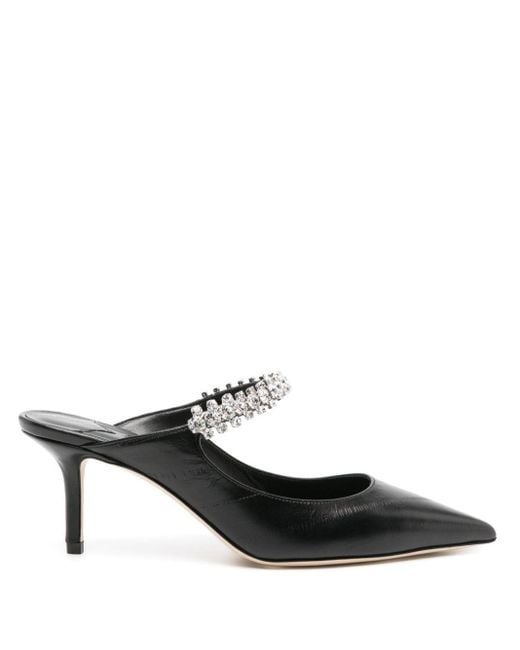 Jimmy Choo Black Bing 70mm Crystal-embellished Mules