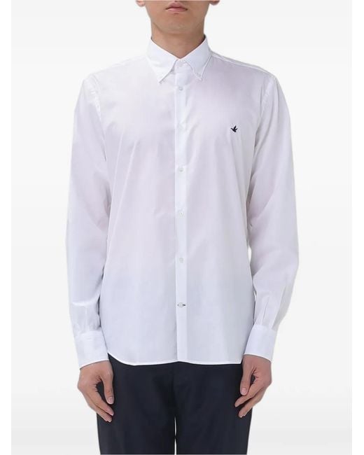 Brooksfield White Button-Down Poplin Shirt for men