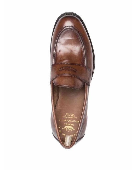 Officine Creative Brown Round-Toe Leather Loafers for men