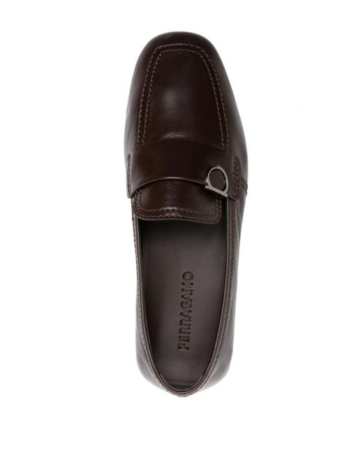 Ferragamo Gray Gancini-plaque Leather Loafers for men