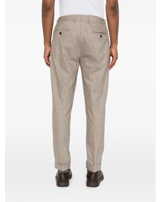Eleventy Natural Checked Pleated Trousers for men