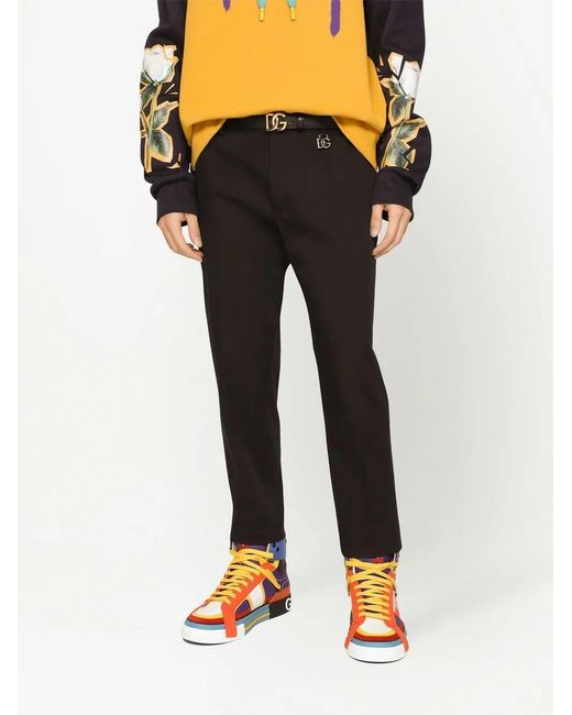 Dolce & Gabbana Black Stretch-Cotton Chino Trousers for men
