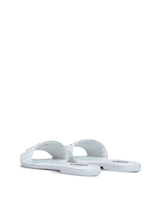 Tod's White Gomma Studded Leather Sandals
