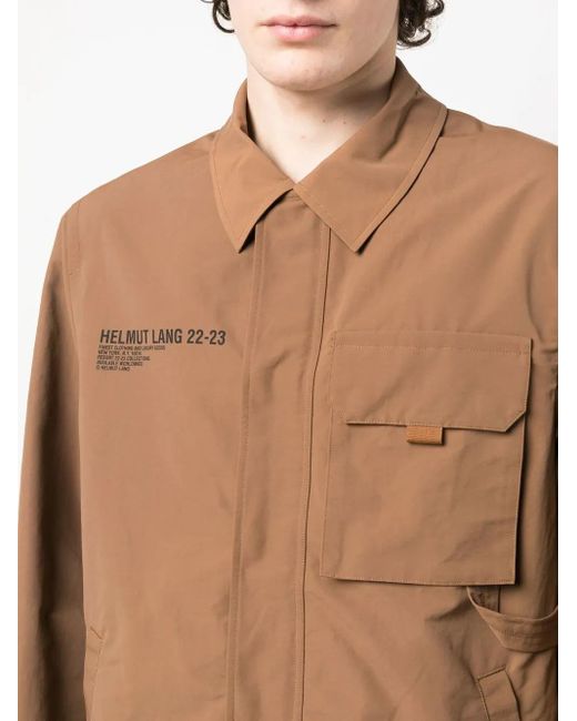 Helmut Lang Brown Logo-Print Utility Jacket for men