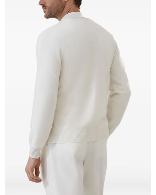 Brunello Cucinelli White Cashmere Cardigan for men