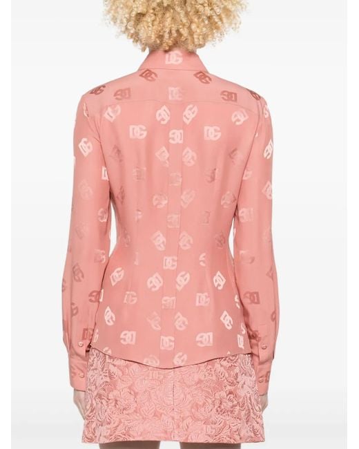 Dolce & Gabbana Pink Logo-Jacquard Shirt