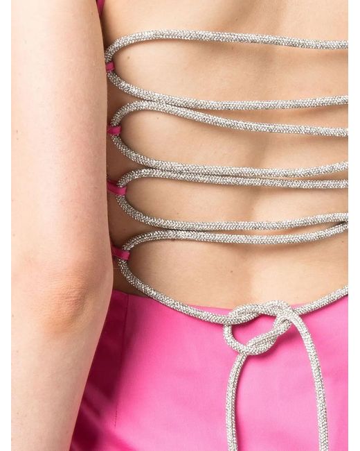 GIUSEPPE DI MORABITO Pink Crystal Strap-Detail Mini Dress