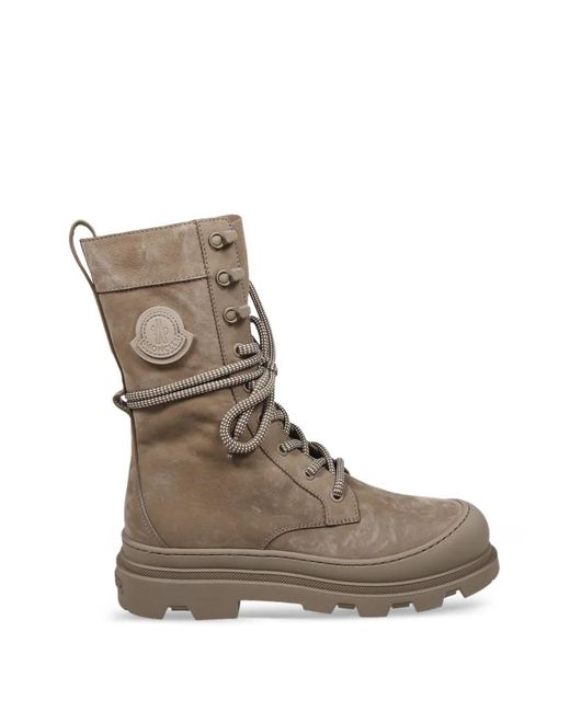 Moncler Brown Vera Schnürstiefel Mit Logo-Patch