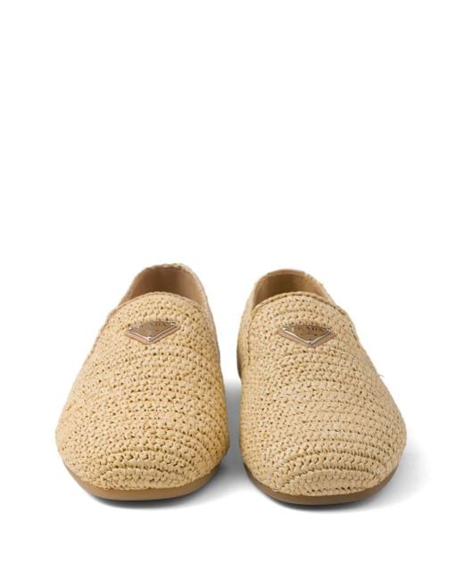 Prada Brown Crochet Slip-On Shoes for men