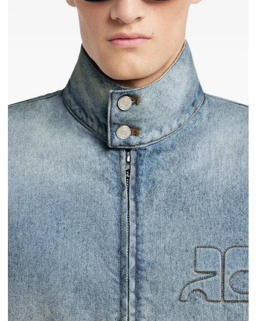 Courreges Blue Silk-Nylon Denim Jacket for men