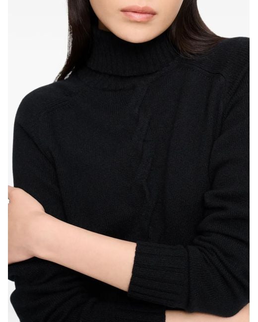 Barrie Black Cable-Knit Roll-Neck Maxi Dress