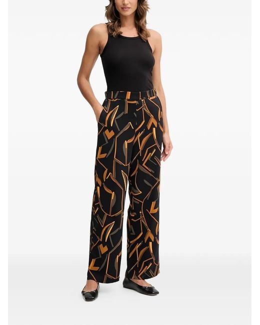 Joseph Ribkoff Black Geometric-Pattern Trousers