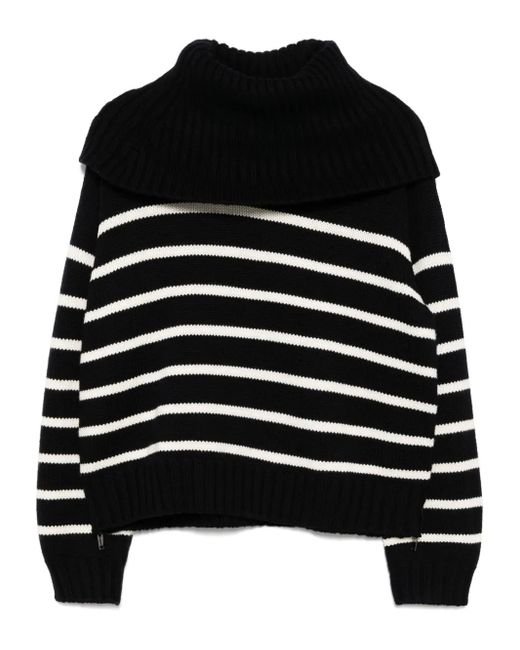 Monse Black Turtleneck Striped Jumper