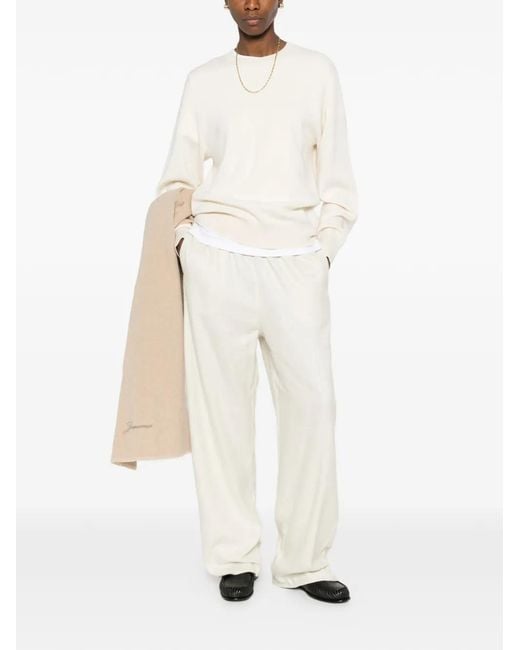 Totême White Monogram-Pattern Trousers