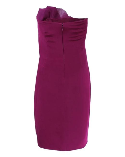 Marchesa Purple Strapless Midi Dress
