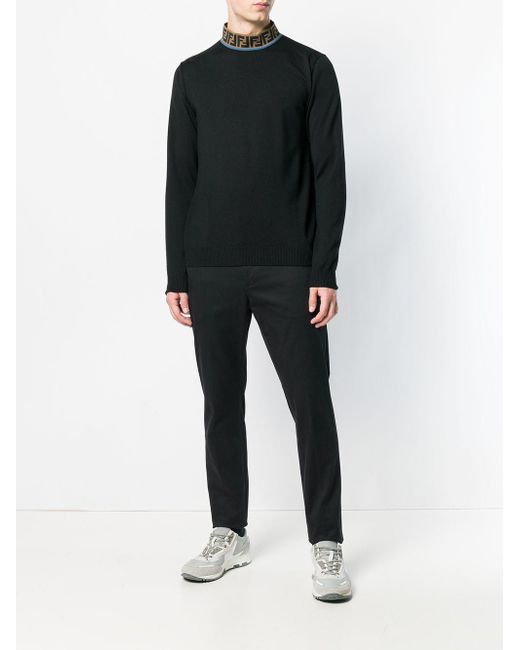 Fendi High neck Wool blend Sweater in Black for Men Lyst