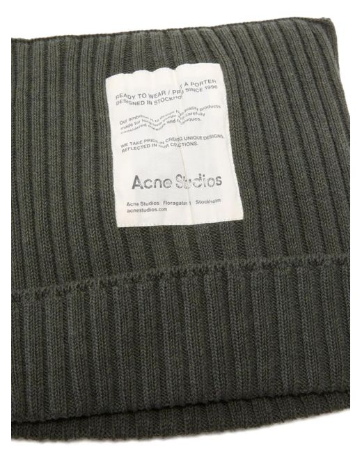 Acne Green Ribbed Beanie