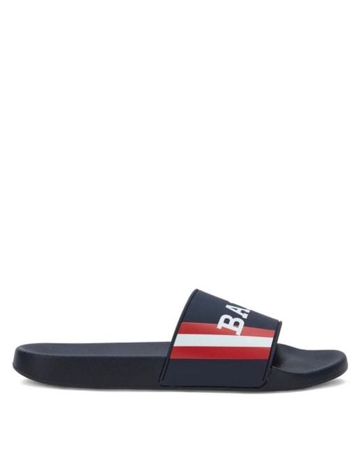 Bally White Logo-Print Slides for men