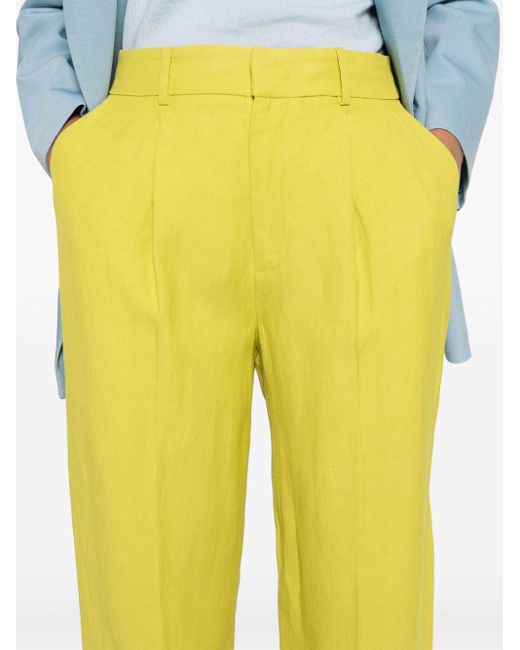 PT Torino Yellow Pleated Tapered Trousers