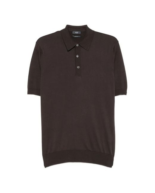 Hōsio Black Short-Sleeve Knitted Polo Shirt for men