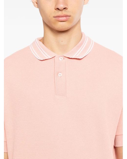Boss Pink Striped Collar Polo Shirt for men