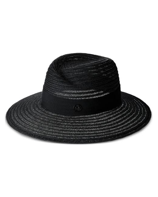 Maison Michel Black Virginie Straw Fedora Hat