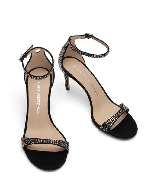 Stuart Weitzman Black Nudist Shine Sandalen 75mm