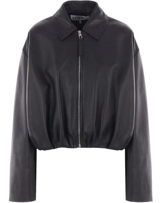 Loewe Black Draped Leather Jacket