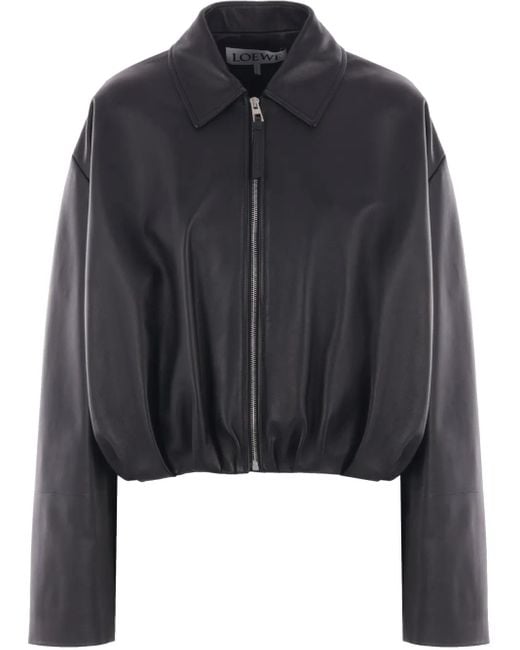 Loewe Black Draped Leather Jacket
