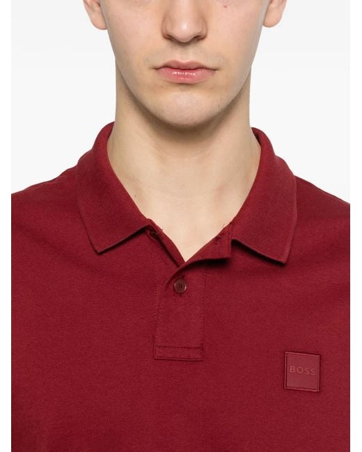 Boss Red Polo En Coton Stretch À Patch Logo for men