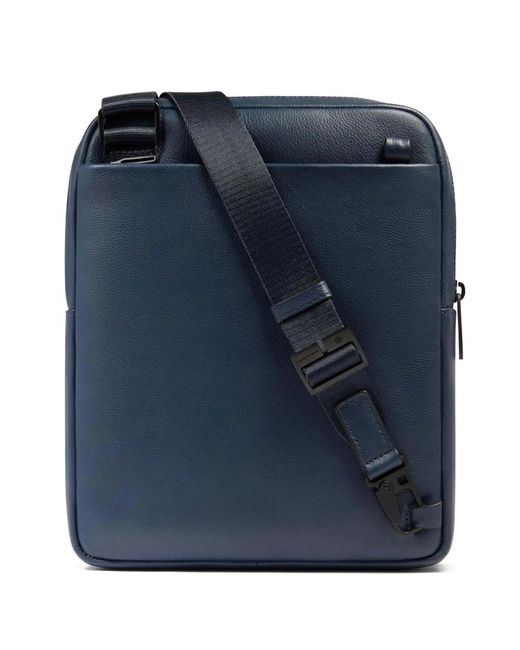 Piquadro Blue Pocket Leather Laptop Bag for men