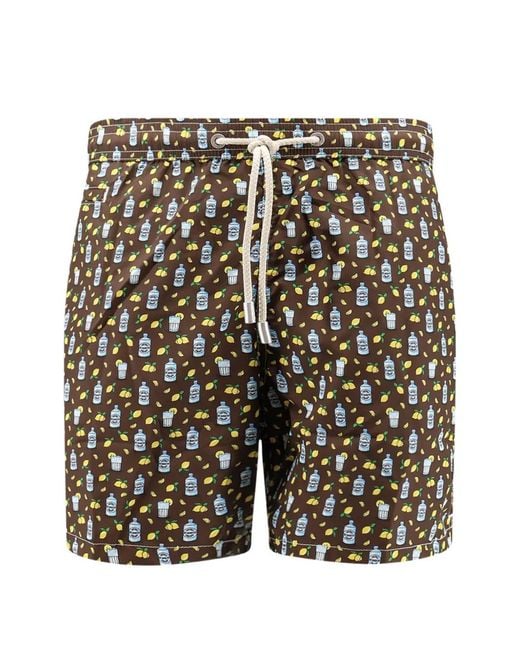 Mc2 Saint Barth Brown Graphic-Print Swim Shorts for men
