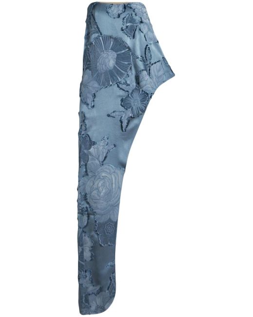 Robe asymétrique à fleurs en jacquard Etro en coloris Blue