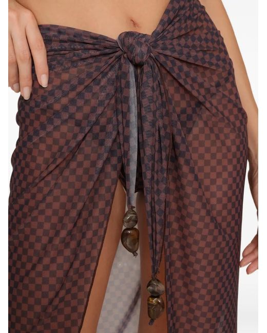 Amir Slama Brown X Jade Picon Checked Pareo