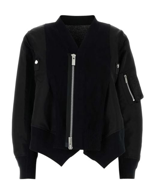 Sacai Black Cotton-Blend Bomber Jacket