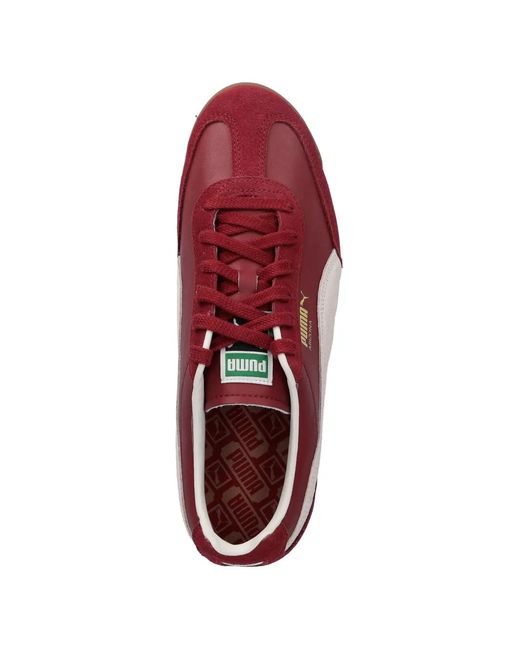 PUMA Red Suede Stripe-Detail Sneakers