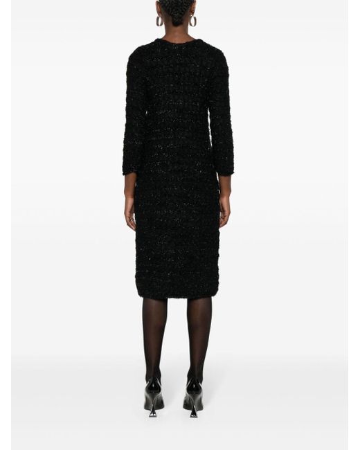 Balenciaga Black Tweed-Kleid mit Knöpfen
