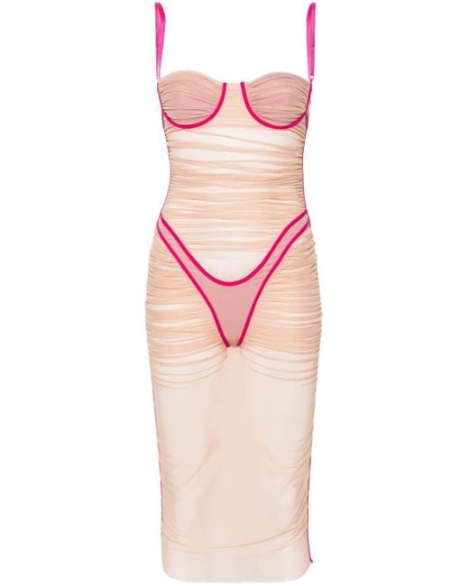 DIESEL Pink Neutral D-haily Semi-sheer Dress - Women's - Elastane/nylon