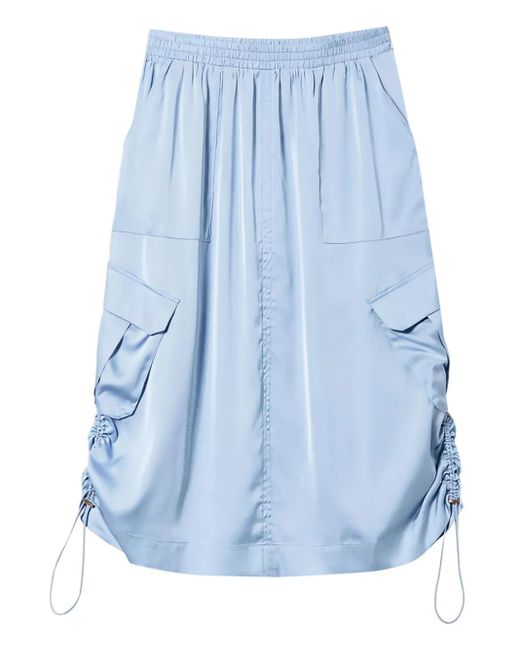 Twinset Blue Drawstring-Sides Midi Skirt